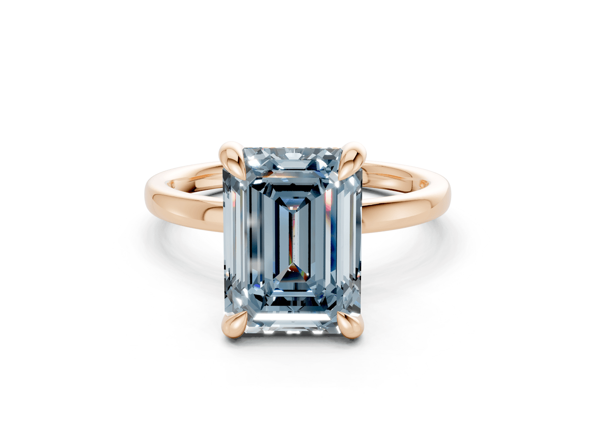 Solstice Blue Diamond Solitaire Emerald Cut 2mm Engagement Ring