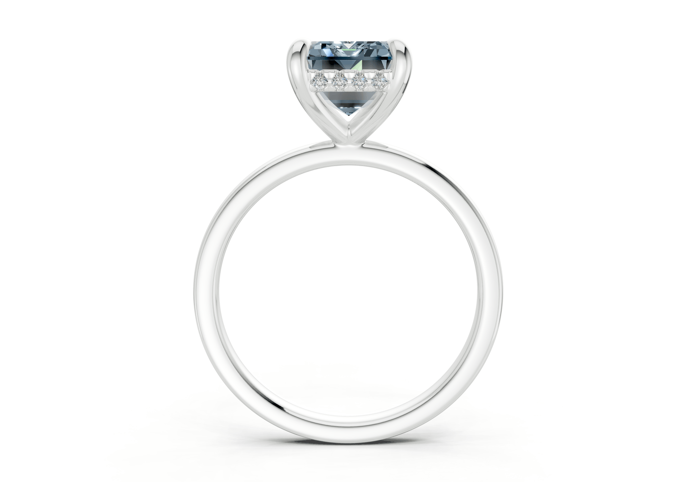 Solstice Blue Diamond Solitaire Emerald Cut 2mm Engagement Ring