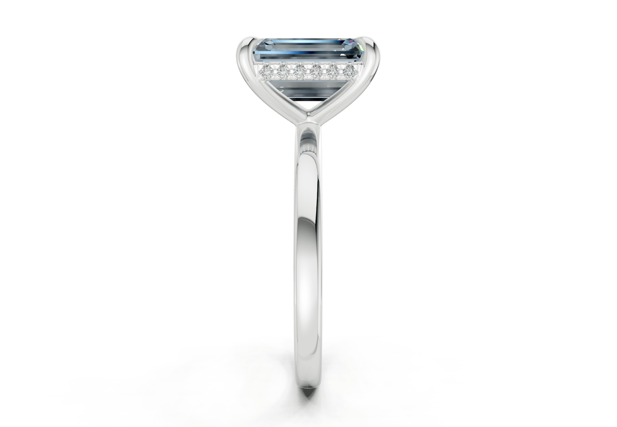 Solstice Blue Diamond Solitaire Emerald Cut 2mm Engagement Ring