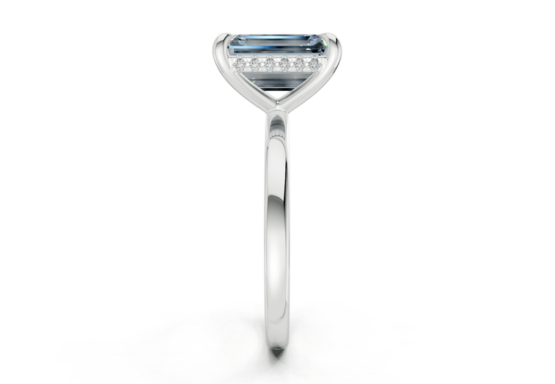 Solstice Blue Diamond Solitaire Emerald Cut 2mm Engagement Ring - Ring Premier