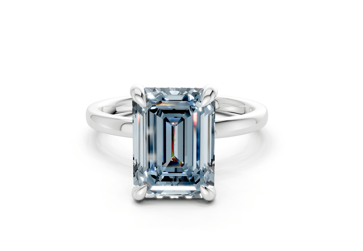 Solstice Blue Diamond Solitaire Emerald Cut 2mm Engagement Ring