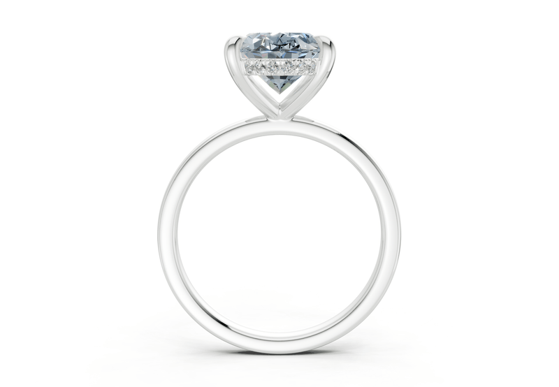 Solstice Blue Diamond Solitaire Oval Cut 1.8mm Engagement Ring - Ring Premier