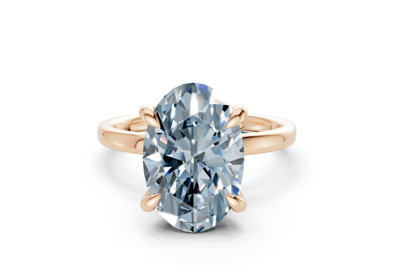 Solstice Blue Diamond Solitaire Oval Cut 1.8mm Engagement Ring - Ring Premier