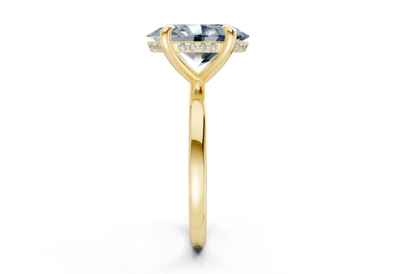 Solstice Blue Diamond Solitaire Oval Cut 1.8mm Engagement Ring - Ring Premier