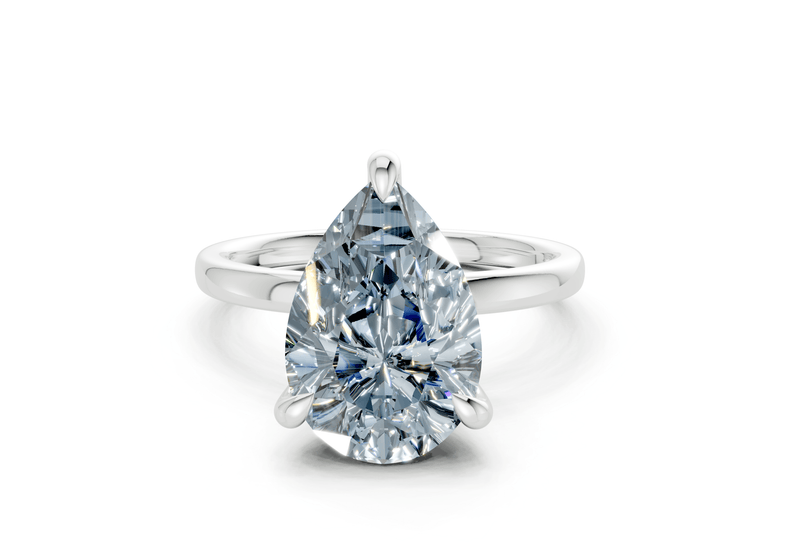 Solstice Blue Diamond Solitaire Pear Cut 1.8mm Engagement Ring - Ring Premier