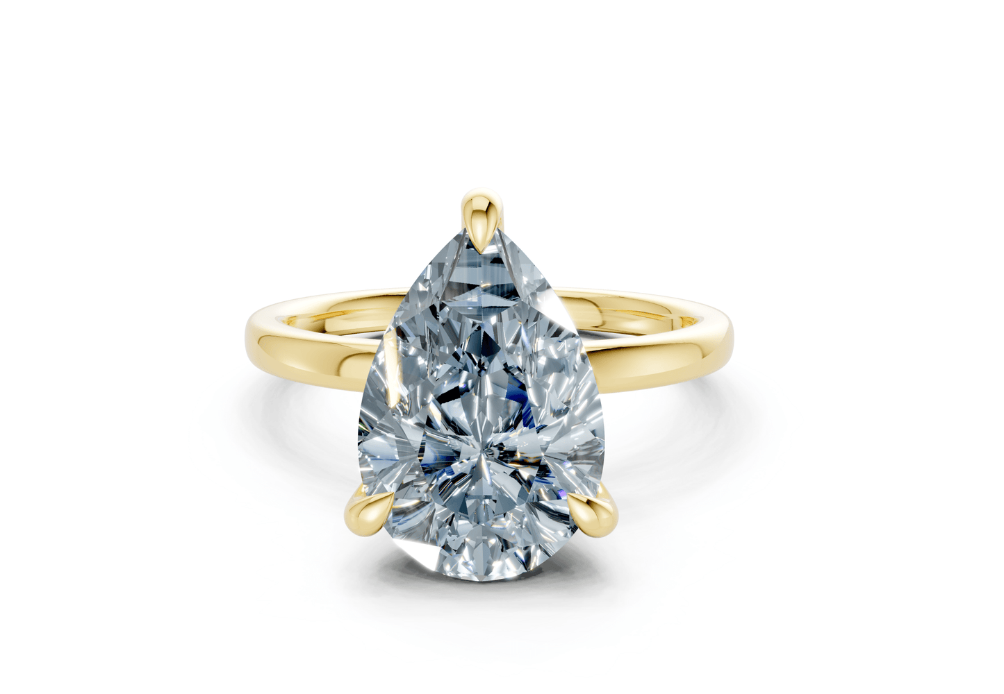Solstice Blue Diamond Solitaire Pear Cut 2mm Engagement Ring - Ring Premier
