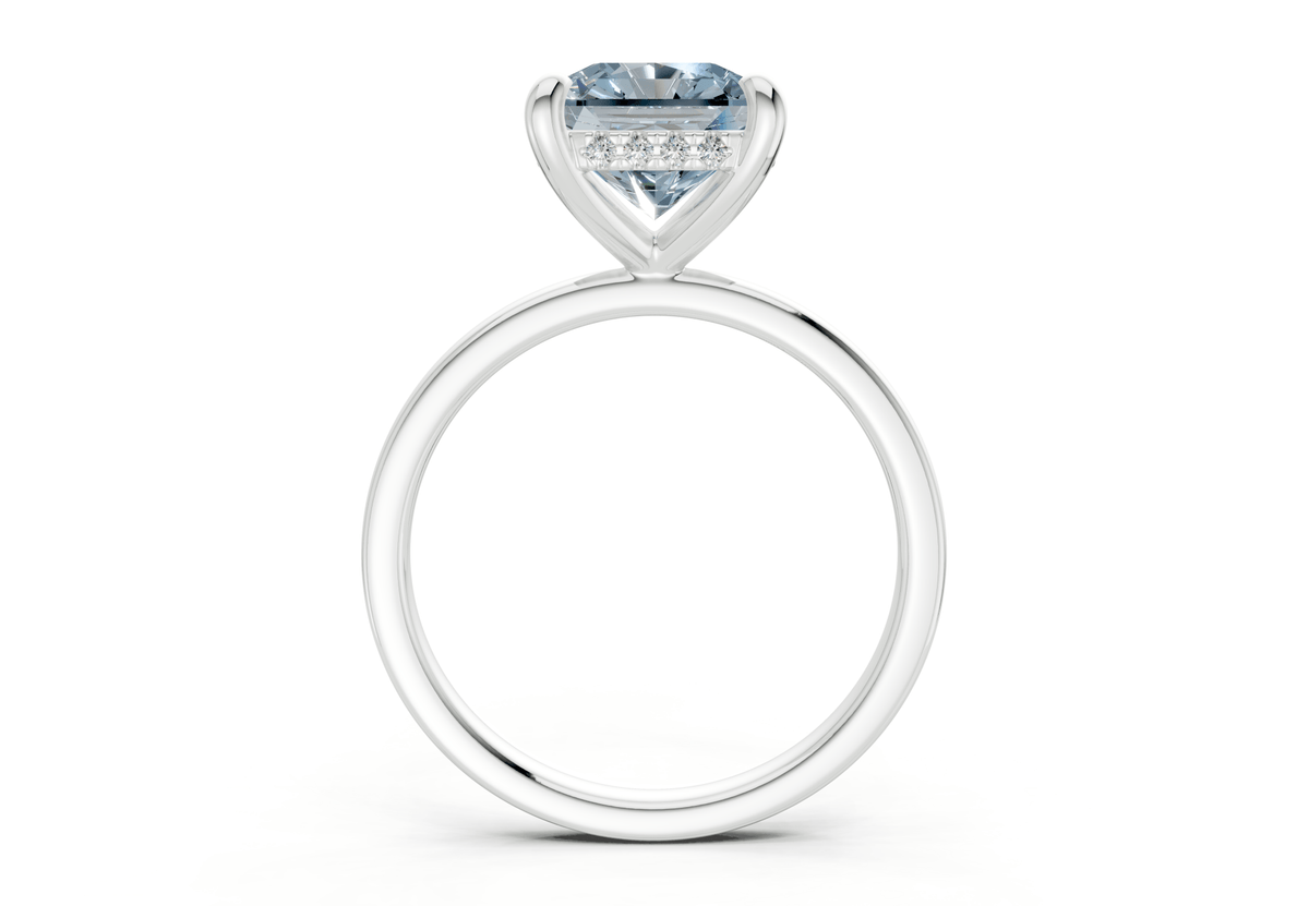 Solstice Blue Diamond Solitaire Radiant Squareuare Cut 1.8mm Engagement Ring
