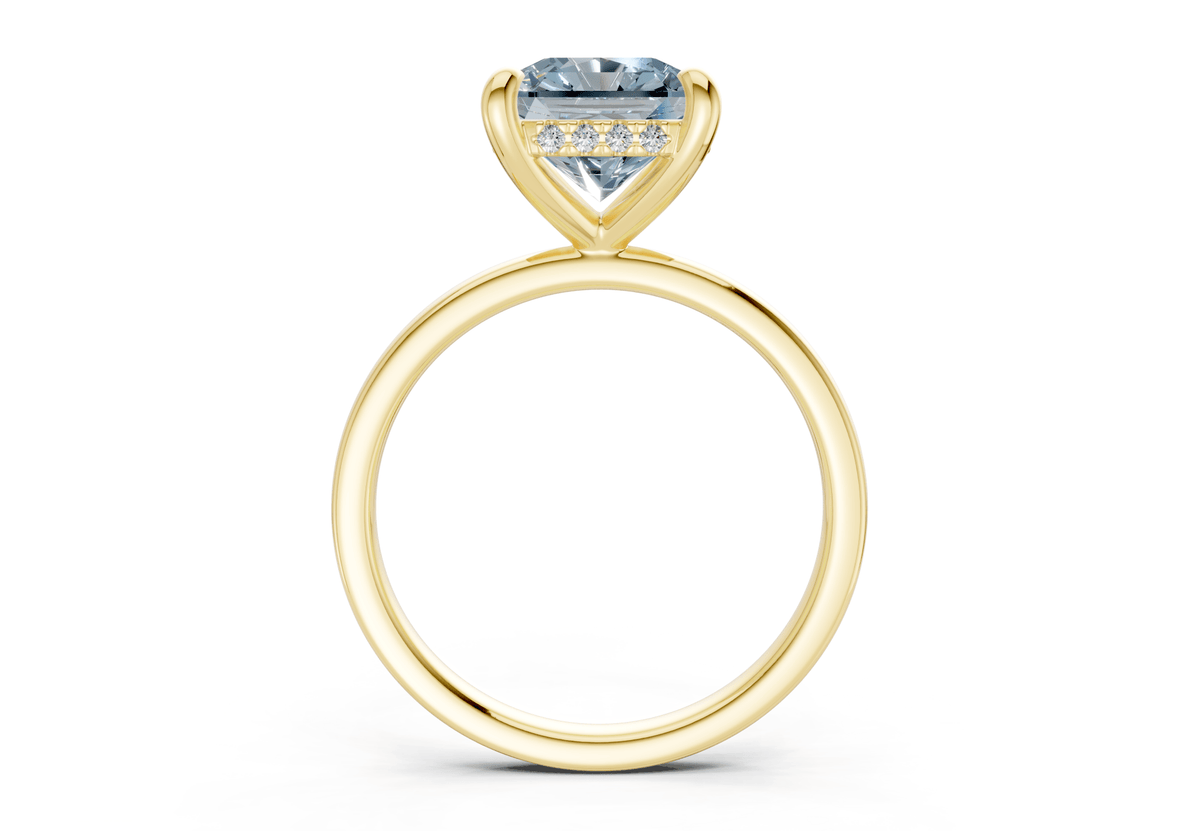 Solstice Blue Diamond Solitaire Radiant Squareuare Cut 1.8mm Engagement Ring