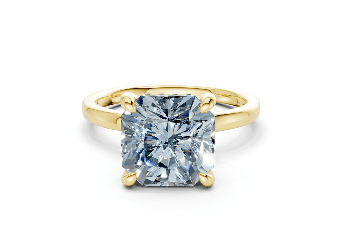 Solstice Blue Diamond Solitaire Radiant Squareuare Cut 1.8mm Engagement Ring