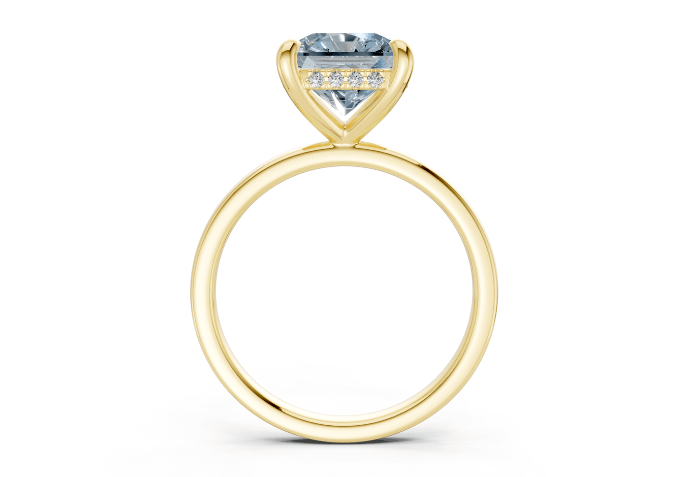 Solstice Blue Diamond Solitaire Radiant Squareuare Cut 2.3mm Engagement Ring