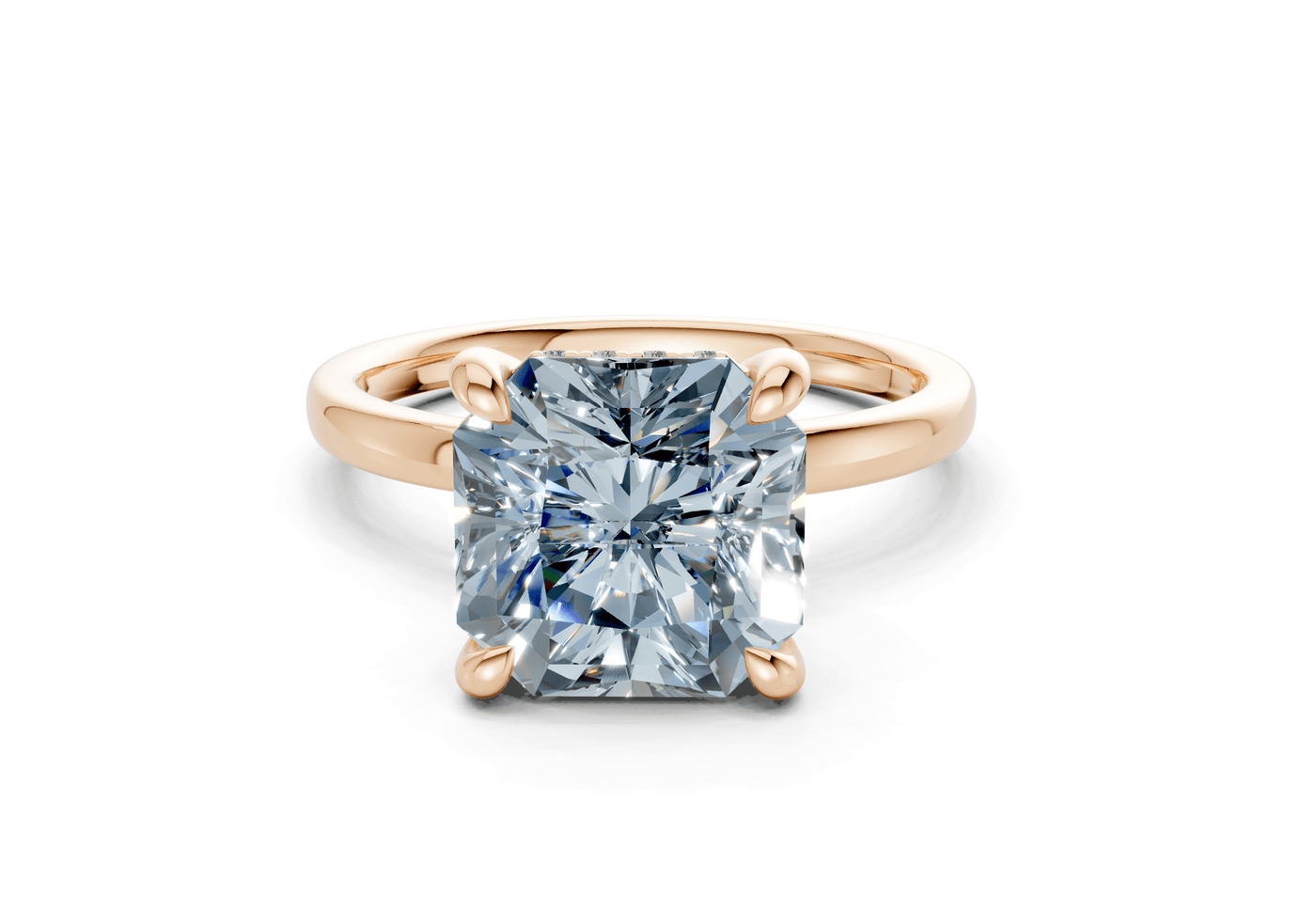 Solstice Blue Diamond Solitaire Radiant Squareuare Cut 2.3mm Engagement Ring