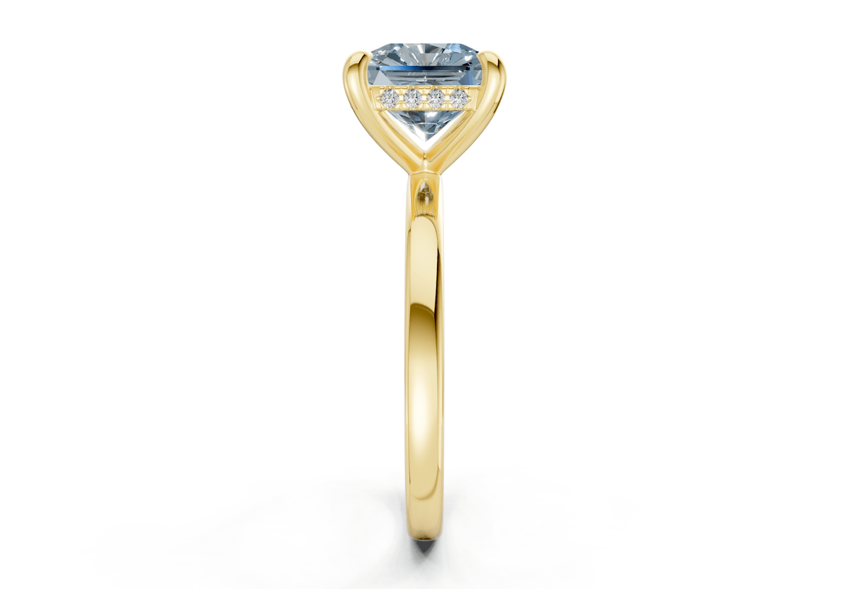 Solstice Blue Diamond Solitaire Radiant Squareuare Cut 2.3mm Engagement Ring