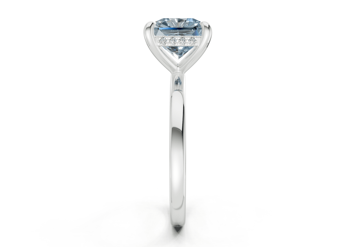Solstice Blue Diamond Solitaire Radiant Squareuare Cut 2.3mm Engagement Ring