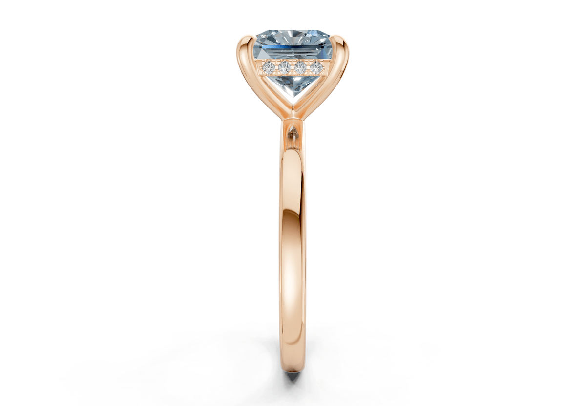 Solstice Blue Diamond Solitaire Radiant Squareuare Cut 2.3mm Engagement Ring