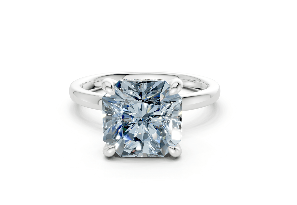 Solstice Blue Diamond Solitaire Radiant Squareuare Cut 2mm Engagement Ring