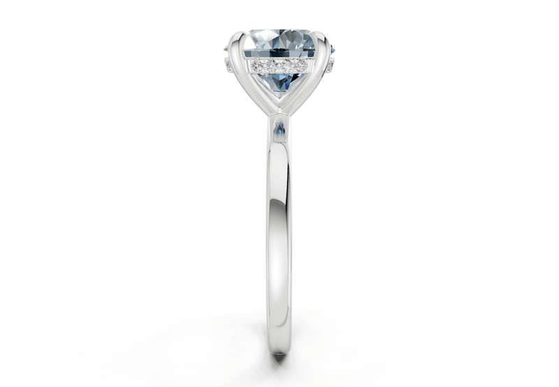 Solstice Blue Diamond Solitaire Round Cut 2.3mm Engagement Ring - Ring Premier