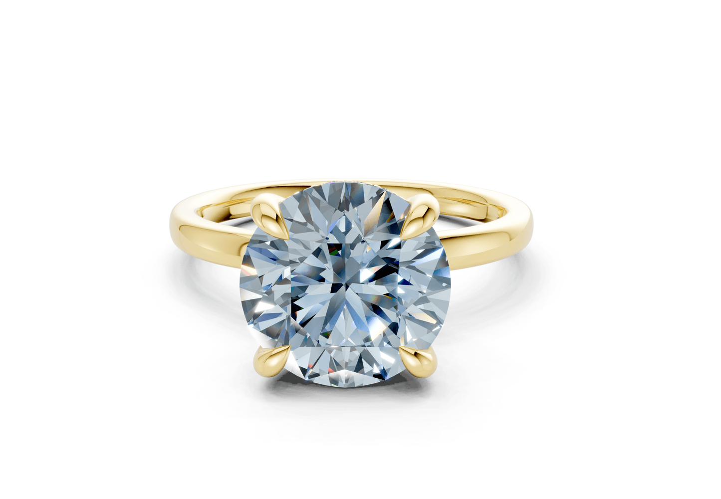 Solstice Blue Diamond Solitaire Round Cut 2mm Engagement Ring - Ring Premier