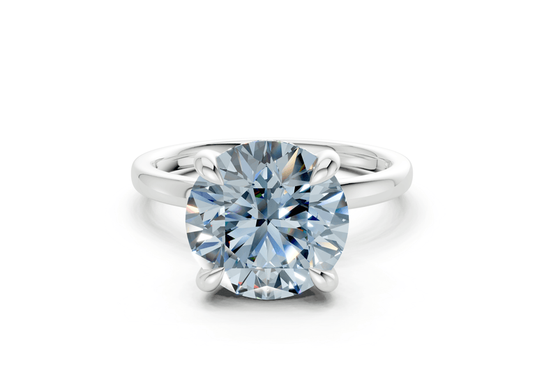 Solstice Blue Diamond Solitaire Round Cut 2mm Engagement Ring - Ring Premier
