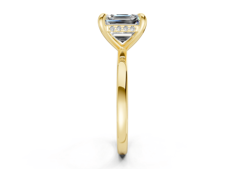 Solstice Diamond Solitaire Asscher Cut 1.8mm Engagement Ring - Ring Premier