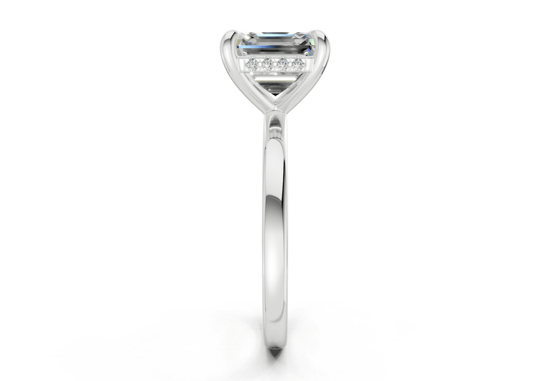 Solstice Diamond Solitaire Asscher Cut 1.8mm Engagement Ring - Ring Premier