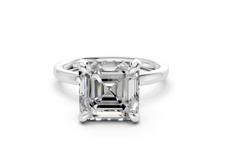 Solstice Diamond Solitaire Asscher Cut 2.3mm Engagement Ring - Ring Premier