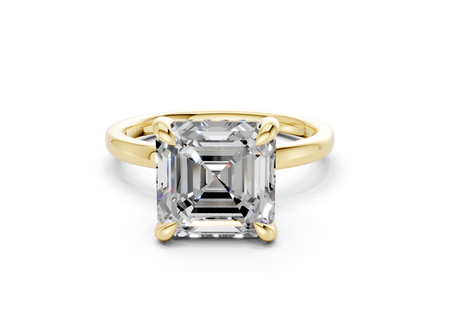 Solstice Diamond Solitaire Asscher Cut 2.3mm Engagement Ring - Ring Premier
