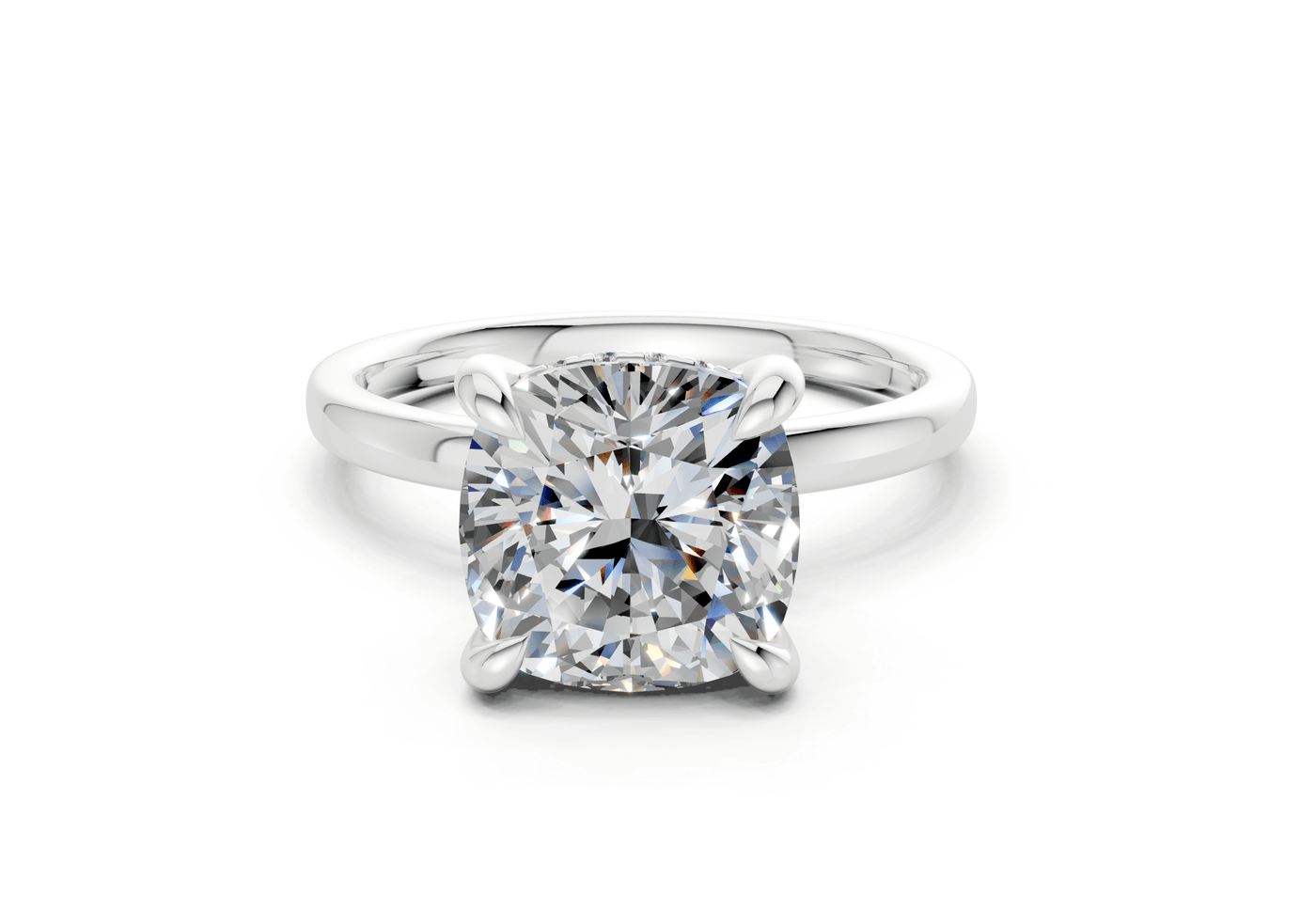 Solstice Diamond Solitaire Cushion Squareuare Cut 1.8mm Engagement Ring