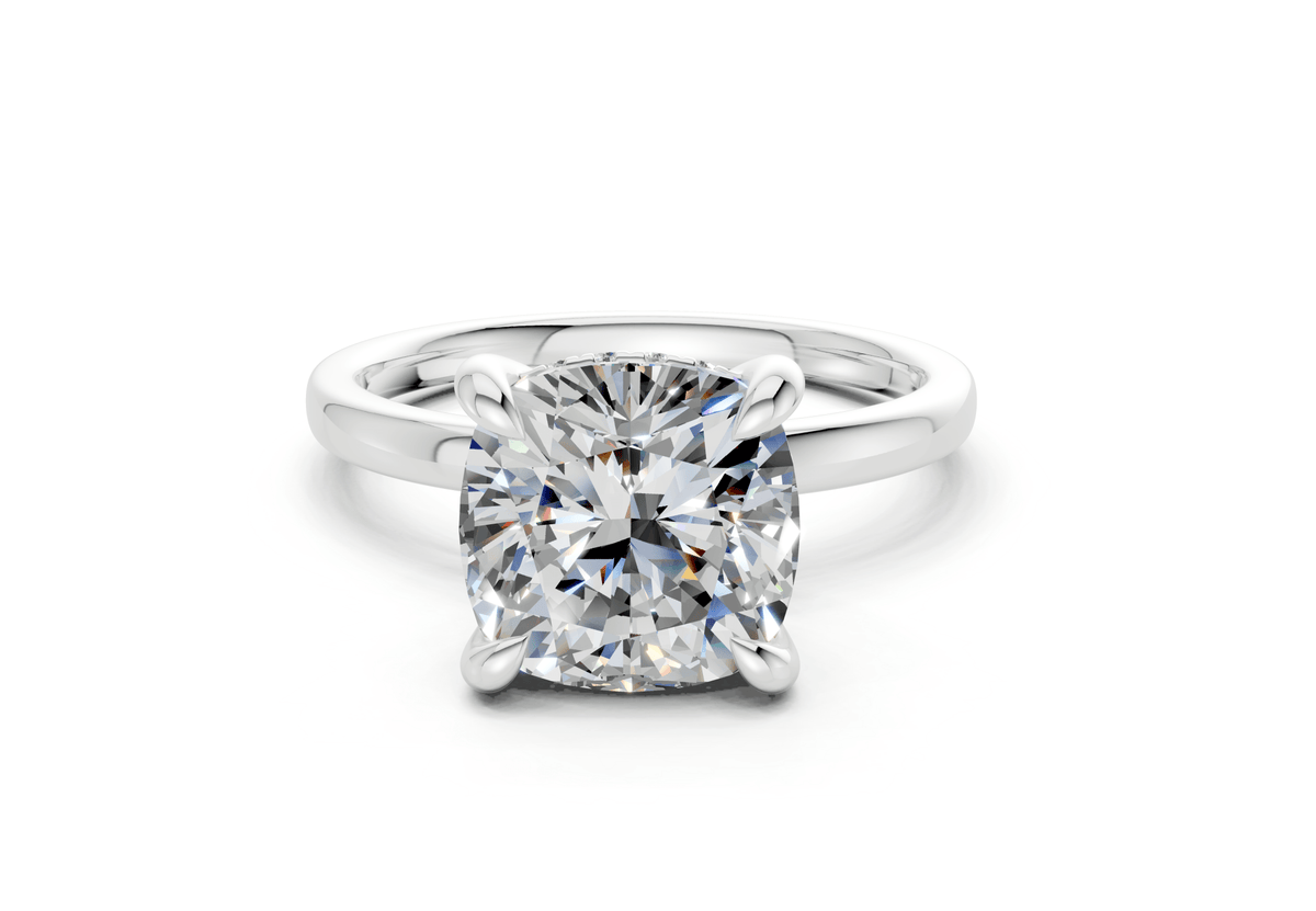 Solstice Diamond Solitaire Cushion Squareuare Cut 2mm Engagement Ring