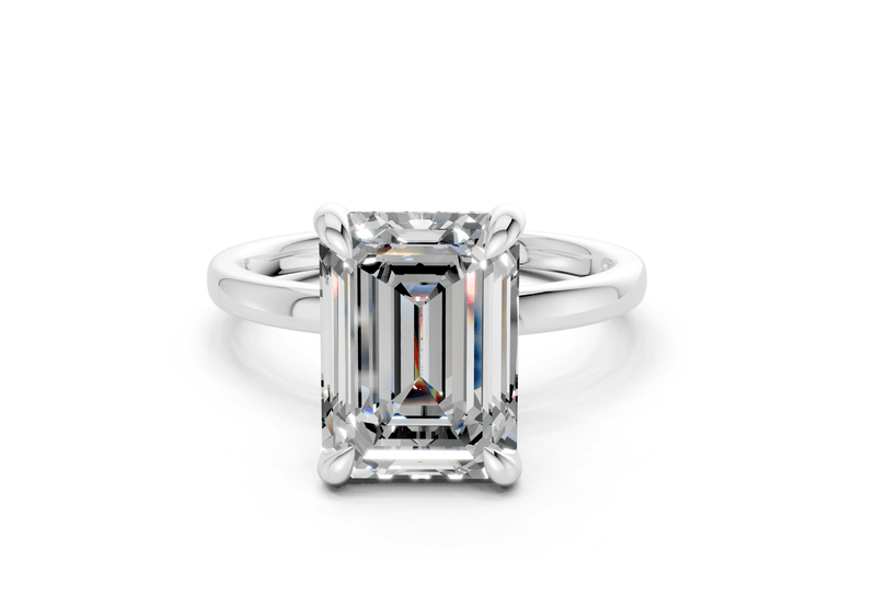 Solstice Diamond Solitaire Emerald Cut 2mm Engagement Ring - Ring Premier