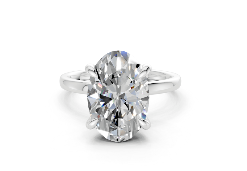 Solstice Diamond Solitaire Oval Cut 1.8mm Engagement Ring - Ring Premier