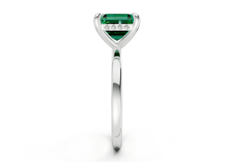 Solstice Emerald Gemstone Solitaire Asscher Cut 1.8mm Engagement Ring - Ring Premier