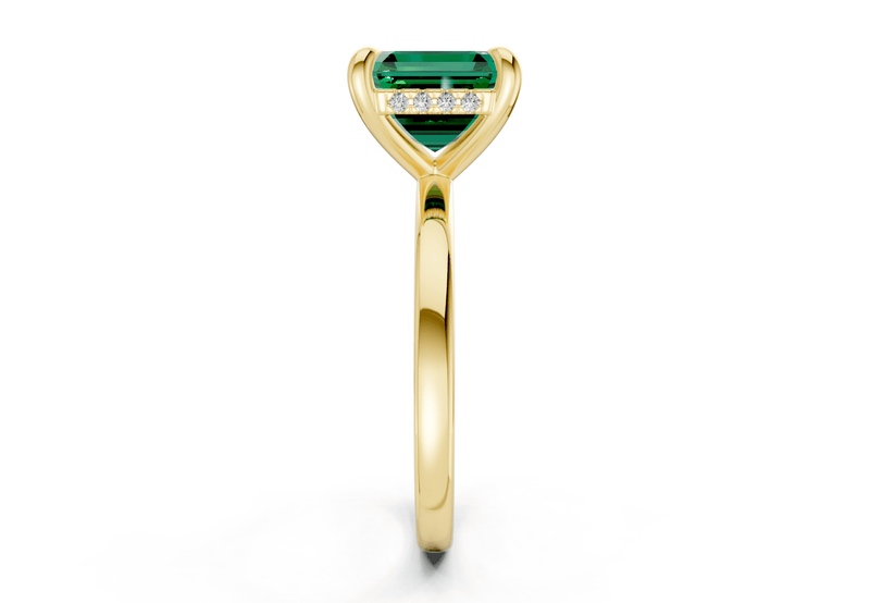 Solstice Emerald Gemstone Solitaire Asscher Cut 2mm Engagement Ring - Ring Premier