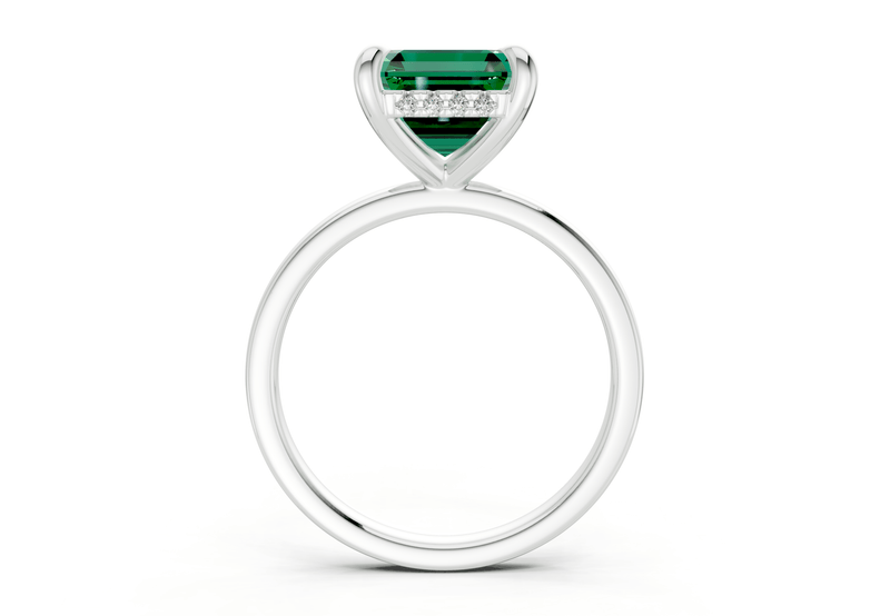 Solstice Emerald Gemstone Solitaire Asscher Cut 2mm Engagement Ring - Ring Premier