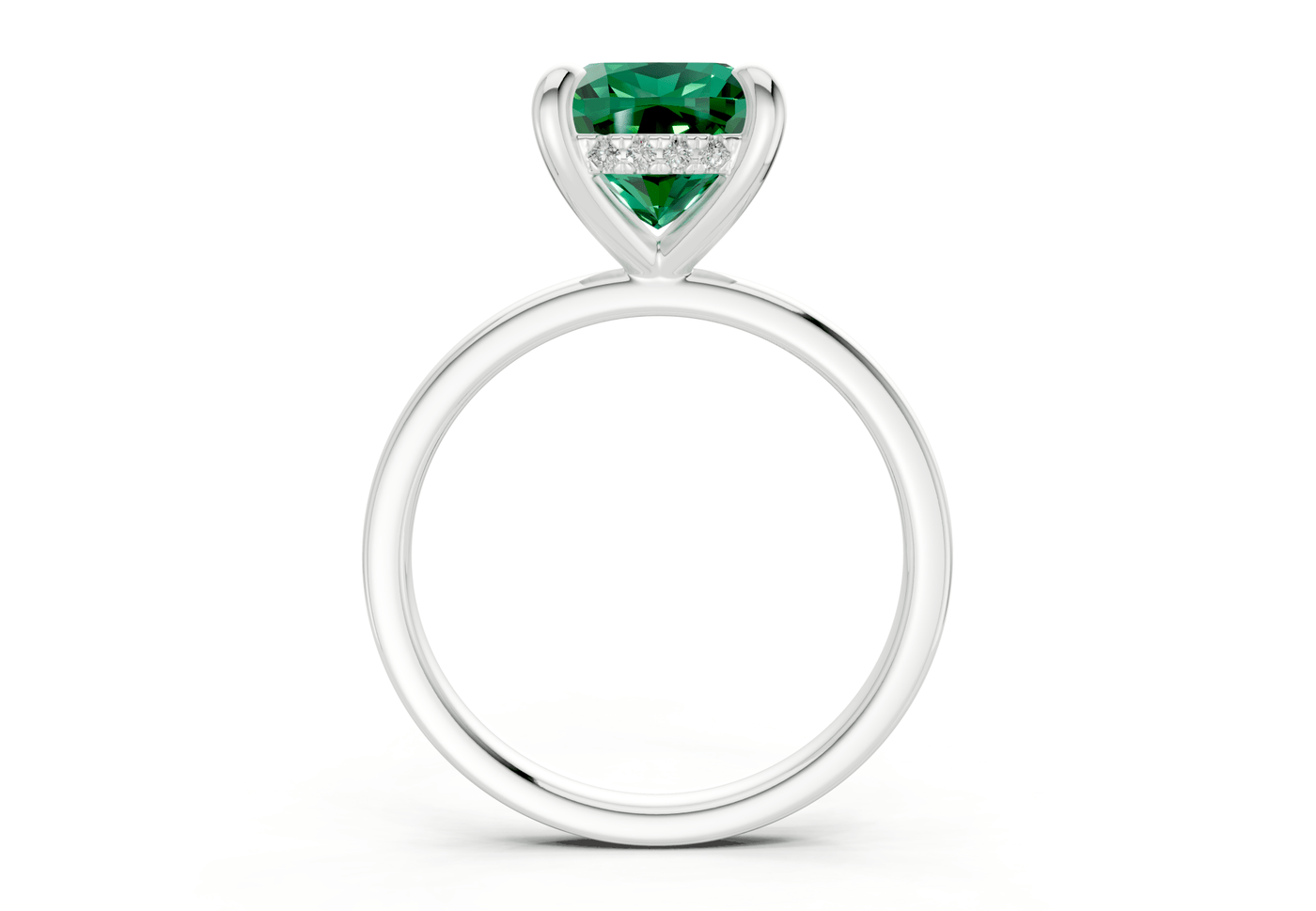 Solstice Emerald Gemstone Solitaire Cushion Squareuare Cut 1.8mm Engagement Ring