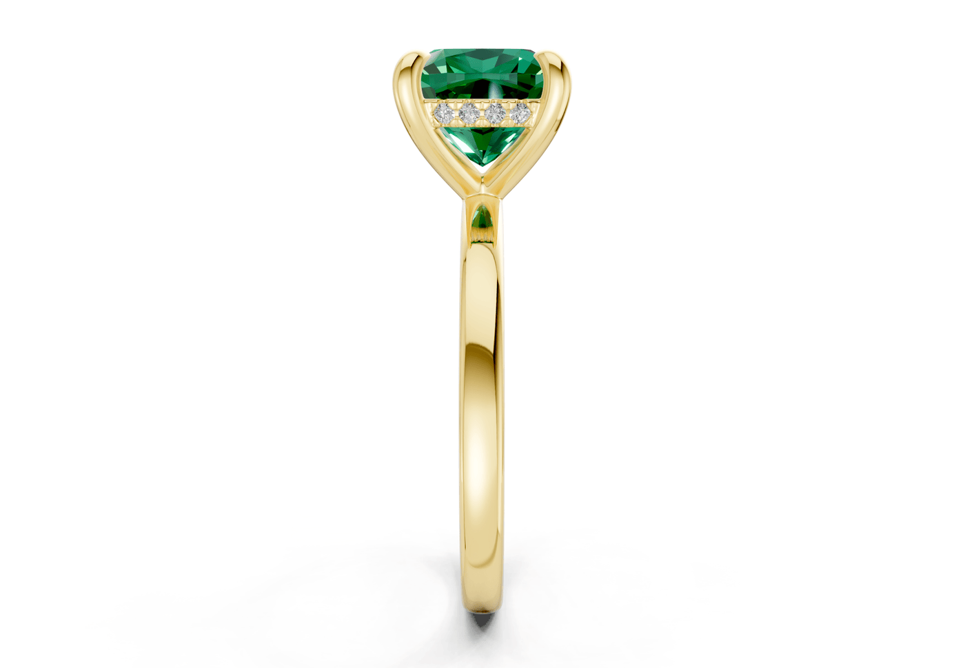 Solstice Emerald Gemstone Solitaire Cushion Squareuare Cut 1.8mm Engagement Ring