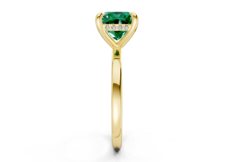 Solstice Emerald Gemstone Solitaire Cushion Squareuare Cut 1.8mm Engagement Ring - Ring Premier