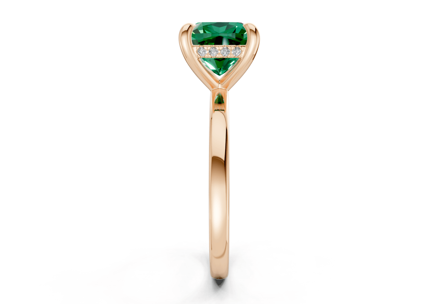 Solstice Emerald Gemstone Solitaire Cushion Squareuare Cut 1.8mm Engagement Ring
