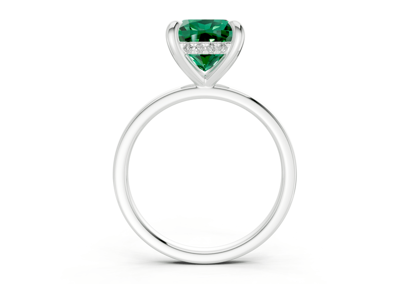 Solstice Emerald Gemstone Solitaire Cushion Squareuare Cut 2.3mm Engagement Ring - Ring Premier