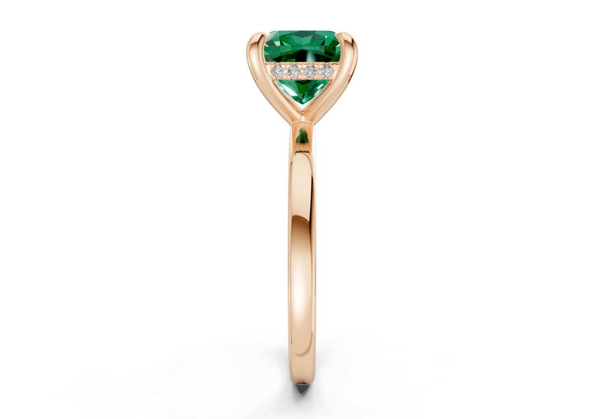Solstice Emerald Gemstone Solitaire Cushion Squareuare Cut 2.3mm Engagement Ring