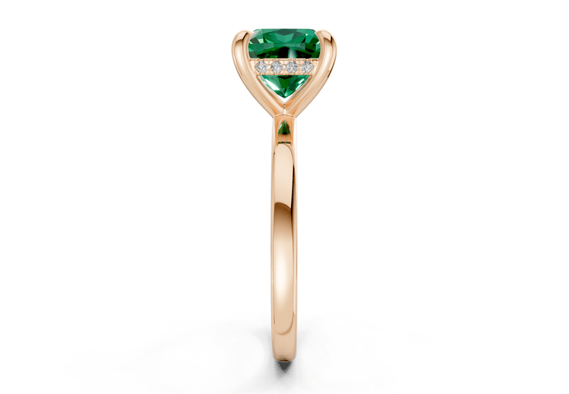 Solstice Emerald Gemstone Solitaire Cushion Squareuare Cut 2.3mm Engagement Ring - Ring Premier