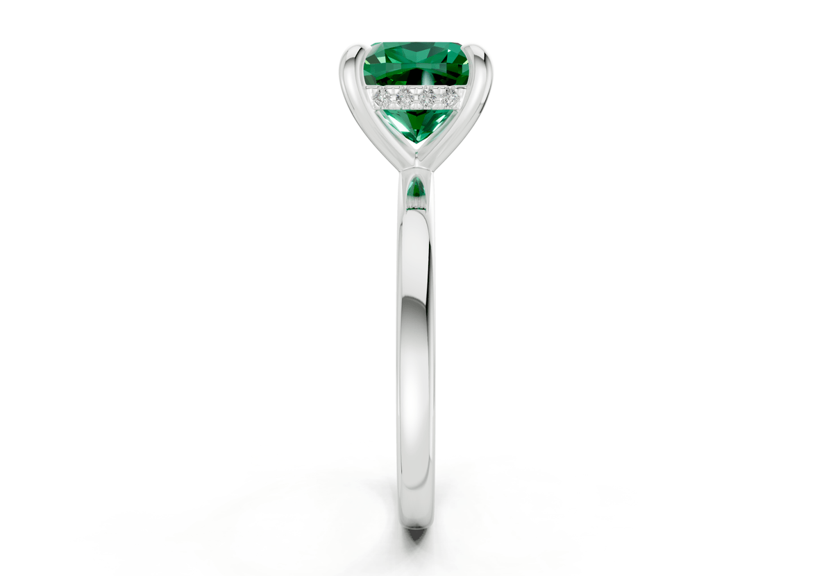 Solstice Emerald Gemstone Solitaire Cushion Squareuare Cut 2mm Engagement Ring