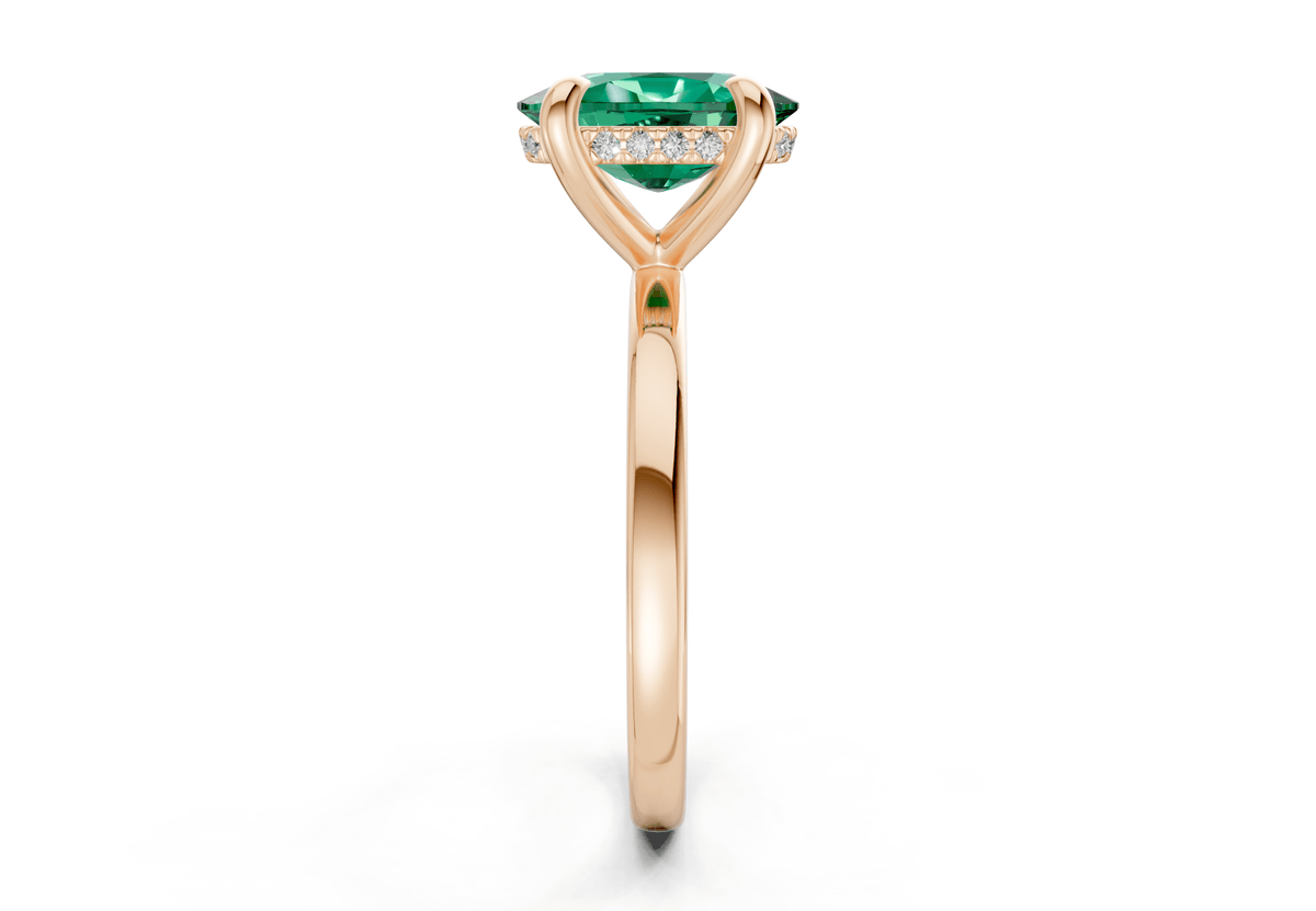 Solstice Emerald Gemstone Solitaire Elongated Cushion Cut 2.3mm Engagement Ring