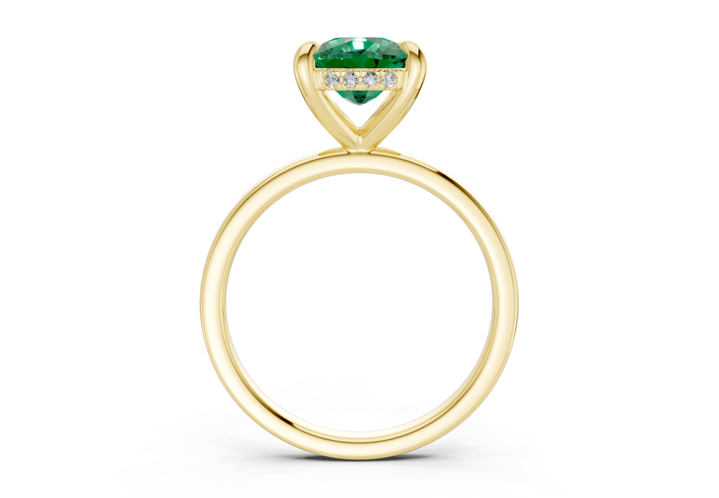 Solstice Emerald Gemstone Solitaire Elongated Cushion Cut 2.3mm Engagement Ring