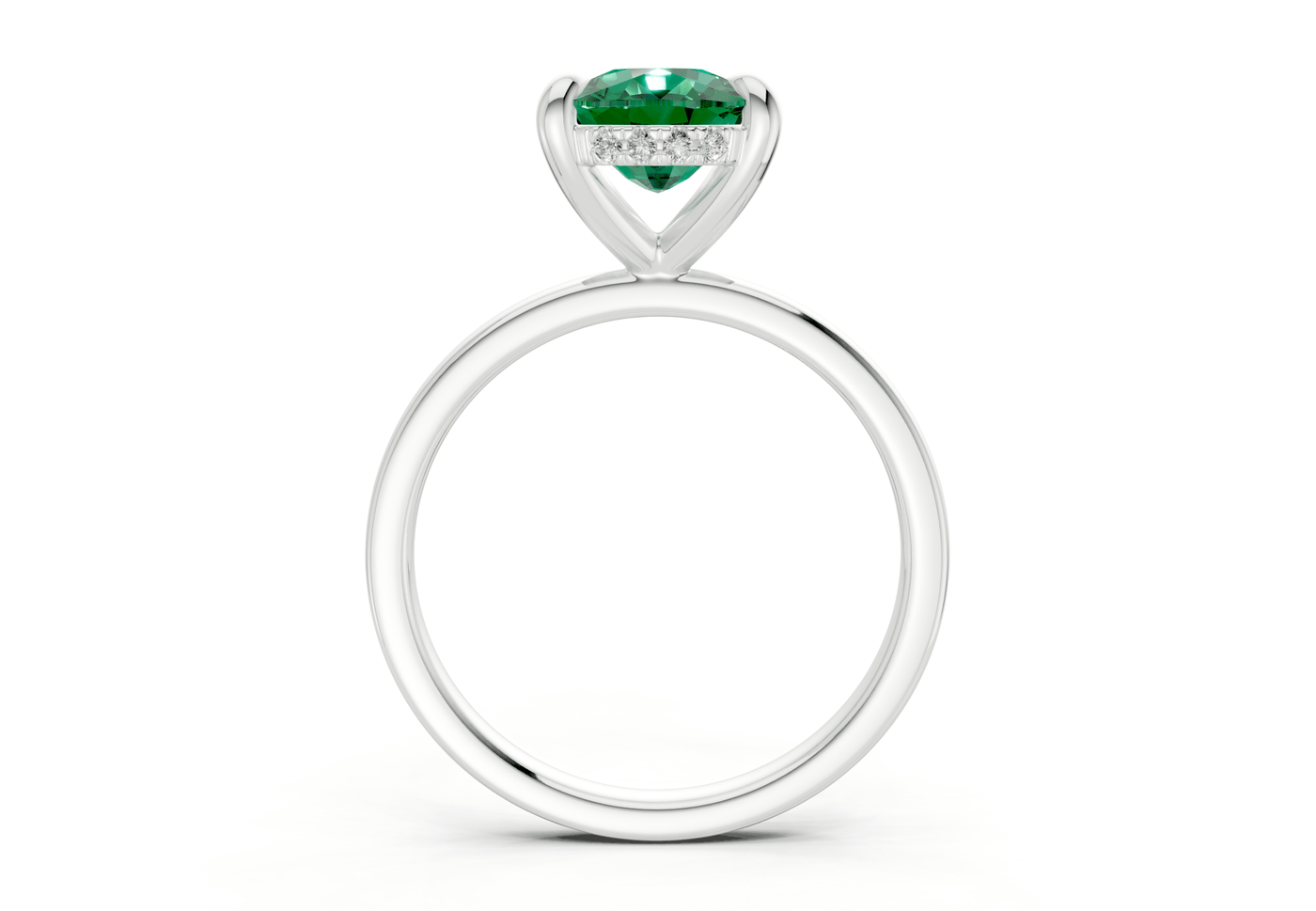 Solstice Emerald Gemstone Solitaire Elongated Cushion Cut 2mm Engagement Ring