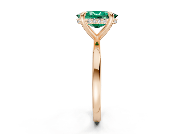 Solstice Emerald Gemstone Solitaire Elongated Cushion Cut 2mm Engagement Ring - Ring Premier