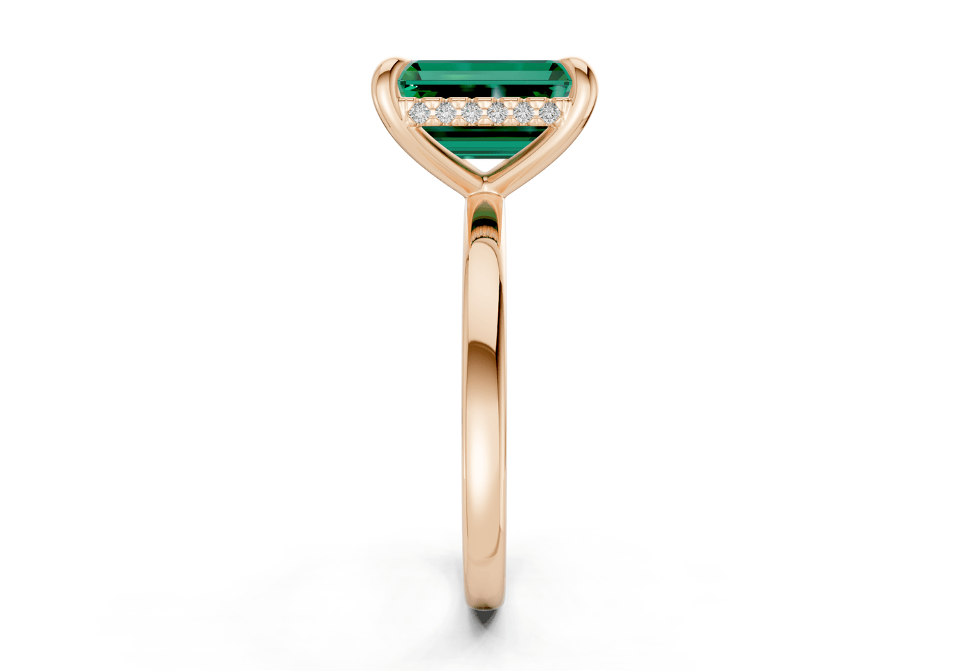 Solstice Emerald Gemstone Solitaire Emerald Cut 1.8mm Engagement Ring