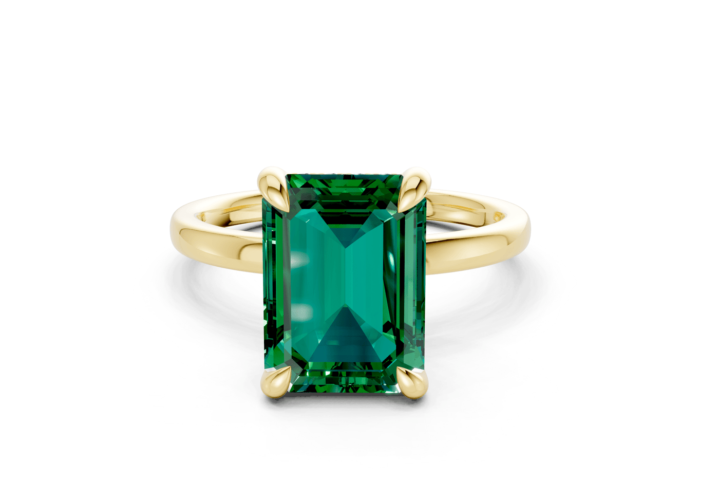 Solstice Emerald Gemstone Solitaire Emerald Cut 1.8mm Engagement Ring