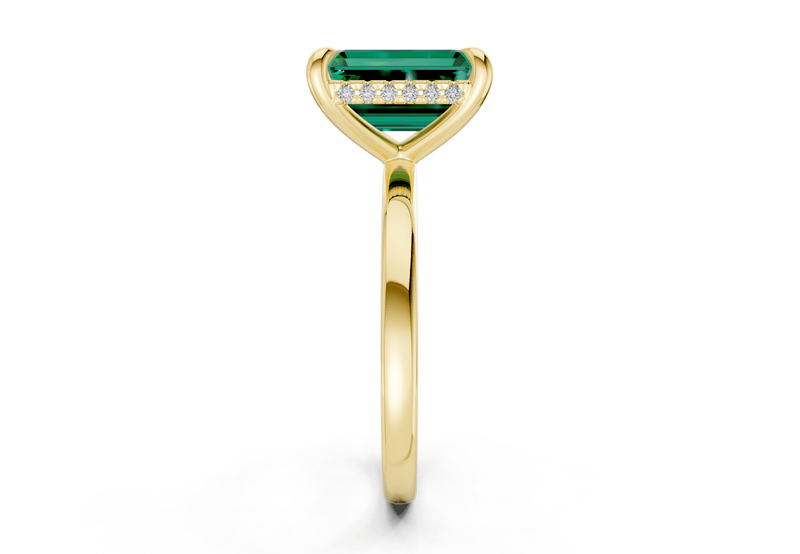Solstice Emerald Gemstone Solitaire Emerald Cut 2.3mm Engagement Ring - Ring Premier