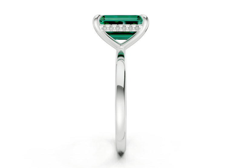 Solstice Emerald Gemstone Solitaire Emerald Cut 2.3mm Engagement Ring - Ring Premier
