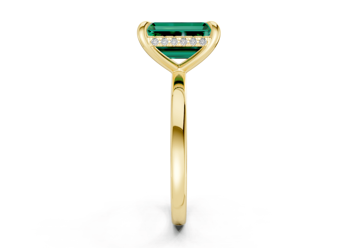 Solstice Emerald Gemstone Solitaire Emerald Cut 2mm Engagement Ring